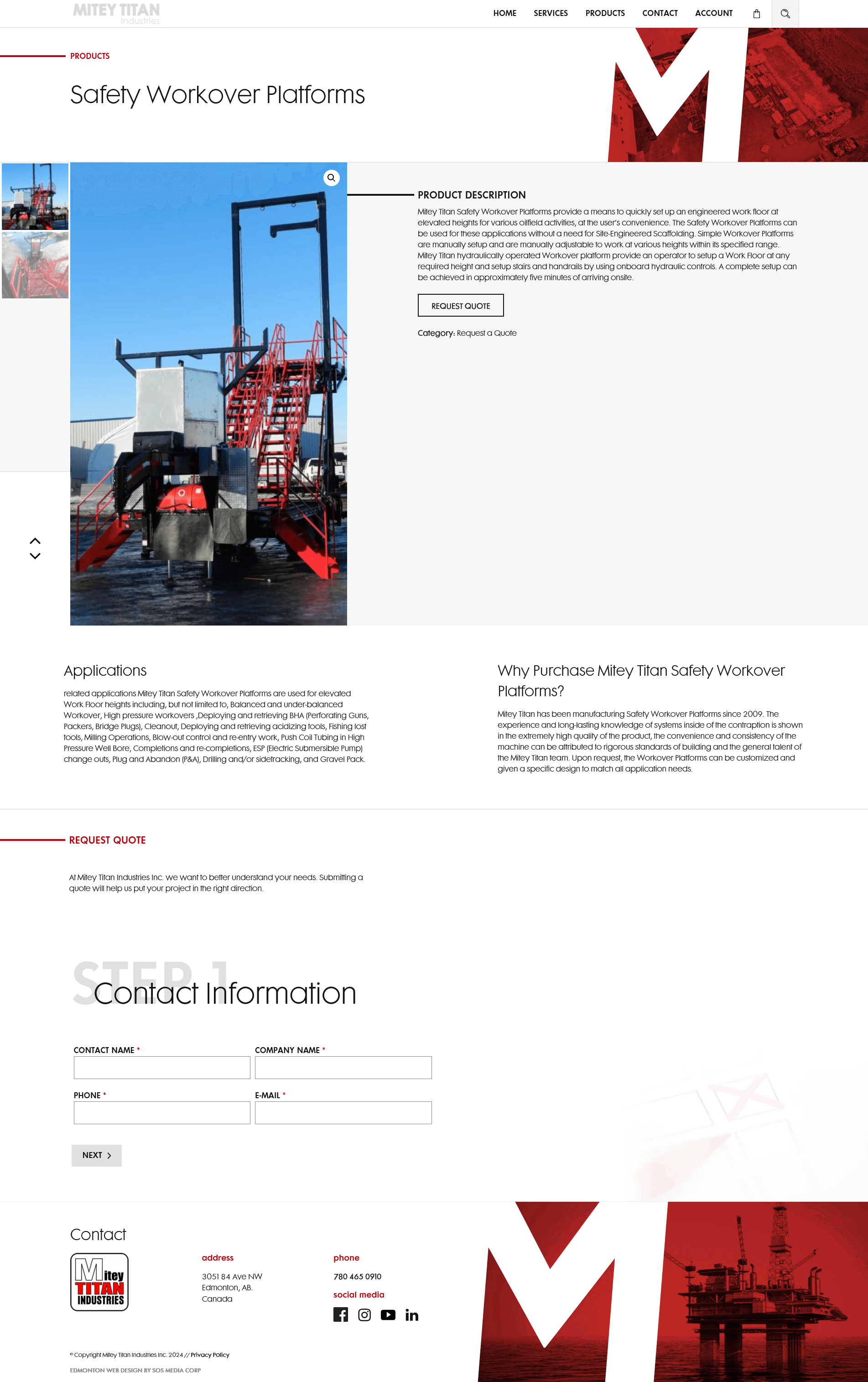 Mitey Titan's custom product 'request a quote' form.