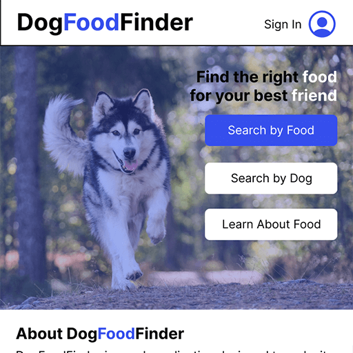 DogFoodFinder design screenshot.