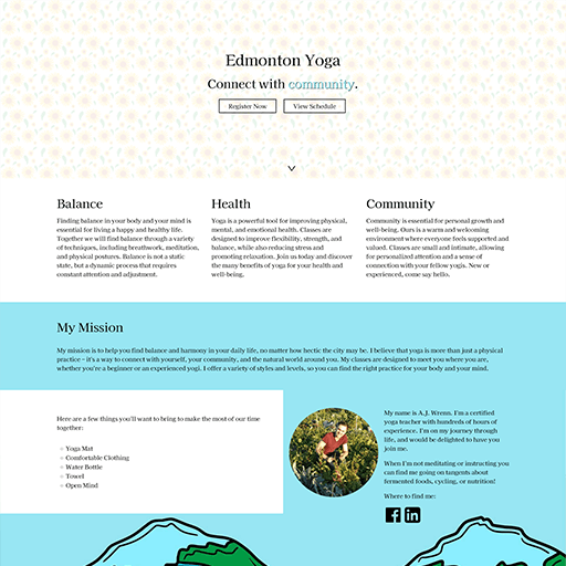 Edmonton Yoga design screenshot.