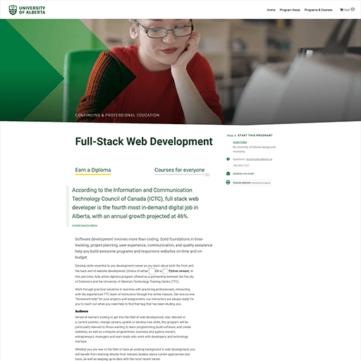 Web Developer Diploma web site screenshot.